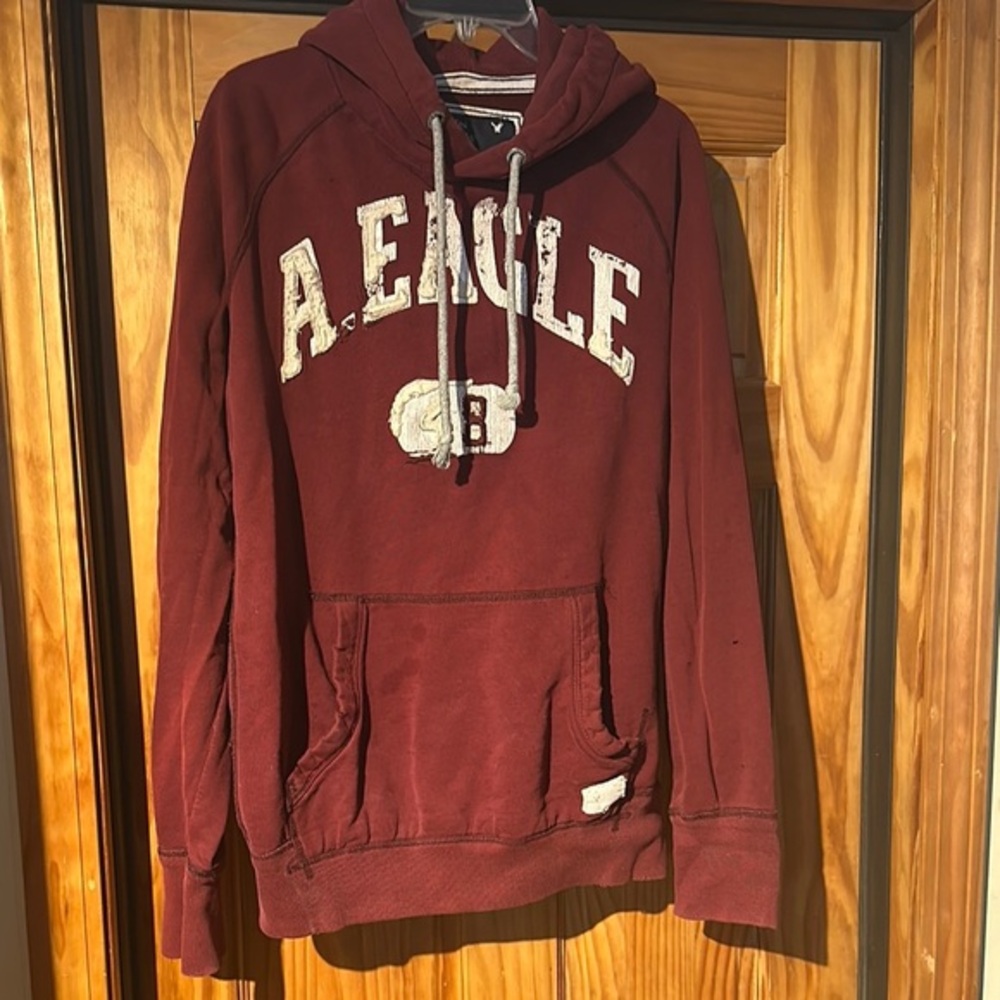 American Eagle Outfitters Red and White Hoodie
